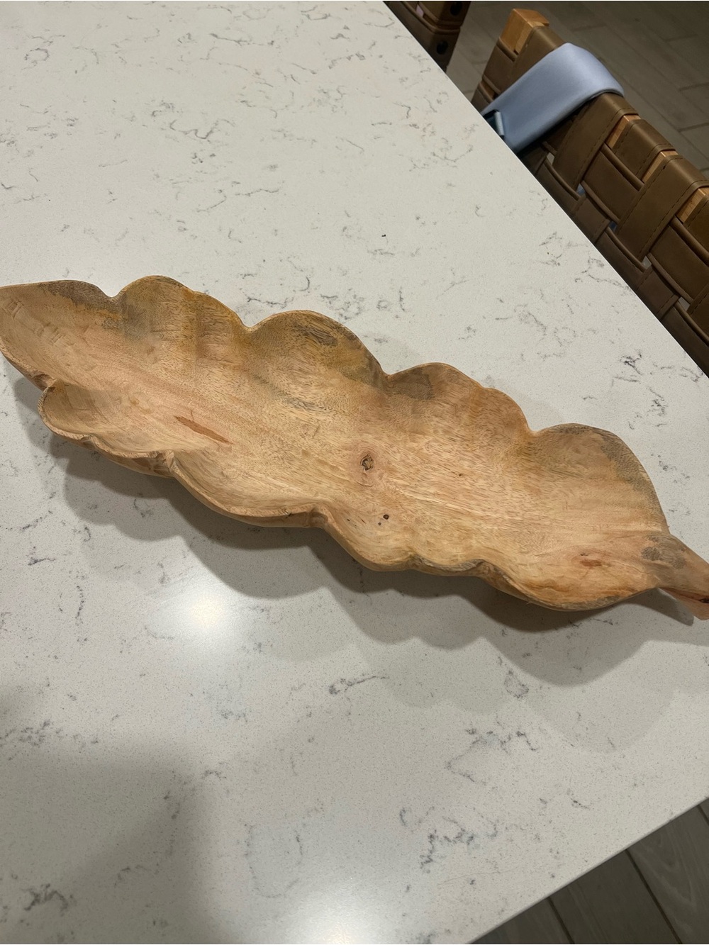 Natural Wood Leaf Decorative Tray - Neutral Brown